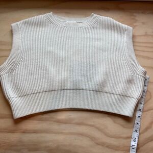 Apricot Women Cream White Ribbed Knit Cropped Sweater Vest Sleeveless Top US 4